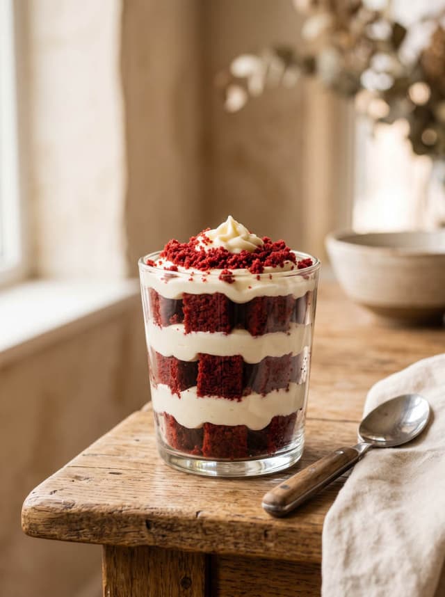 Pote de bolo red velvet, receita do material
